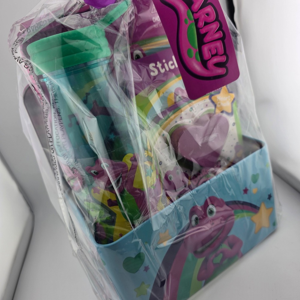 Barney Tin Box Valentine Gift Set Water Bottle Stickers Puzzle - Picture 7 of 12